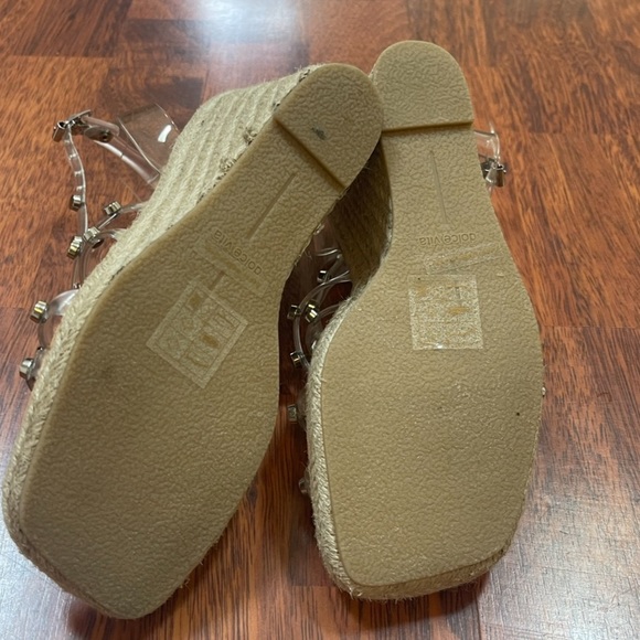 Dolce Vita Maxton Rope Wedge Espadrille Clear/Lucite Straps W/ Silver Gr… - Picture 5 of 8